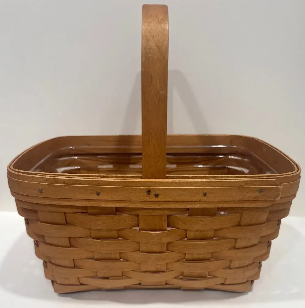 LONGABERGER Large Basket 2006 Handmade Woven USA Liner Cottage